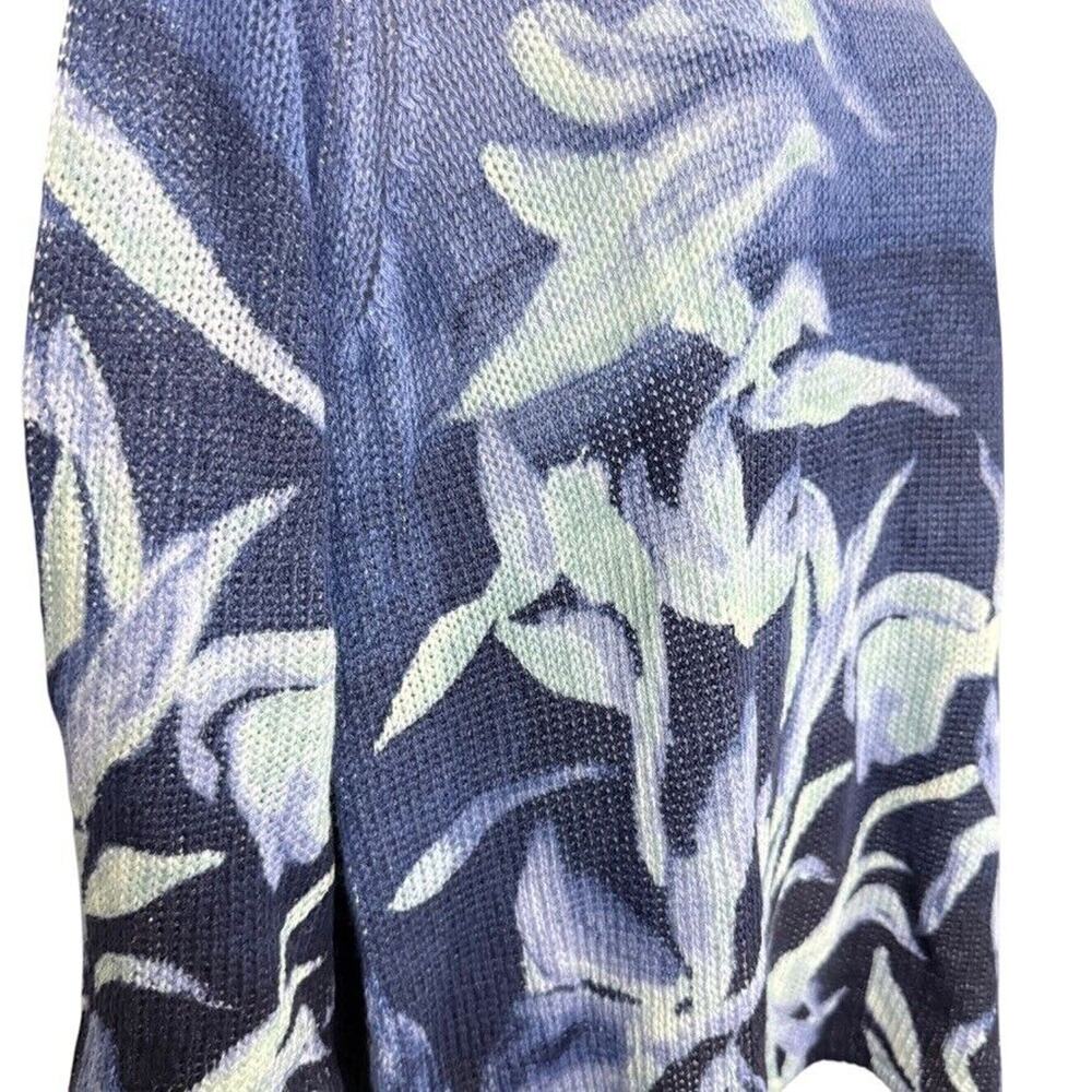 Chico's Blue Floral Print Lightweight Sweater Top - Picture 3 of 15